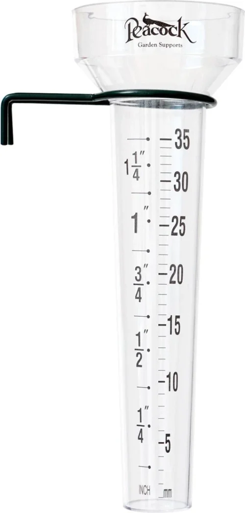 Peacock Regenmeter Met Stalen Ring Transparant 8,5 X 8,5 X 28 Cm