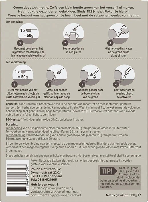 Pokon Bitterzout Groenmaker 500 G 4 Pokon Bitterzout Groenmaker 500 G - Afbeelding 2