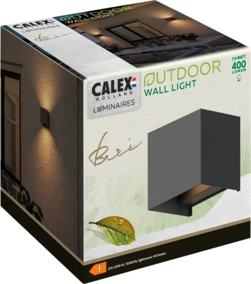 Calex Wandlamp Bari Zwart 10 X 10 X 10 Cm -Tuinplanten Winkel 8712879161707 2