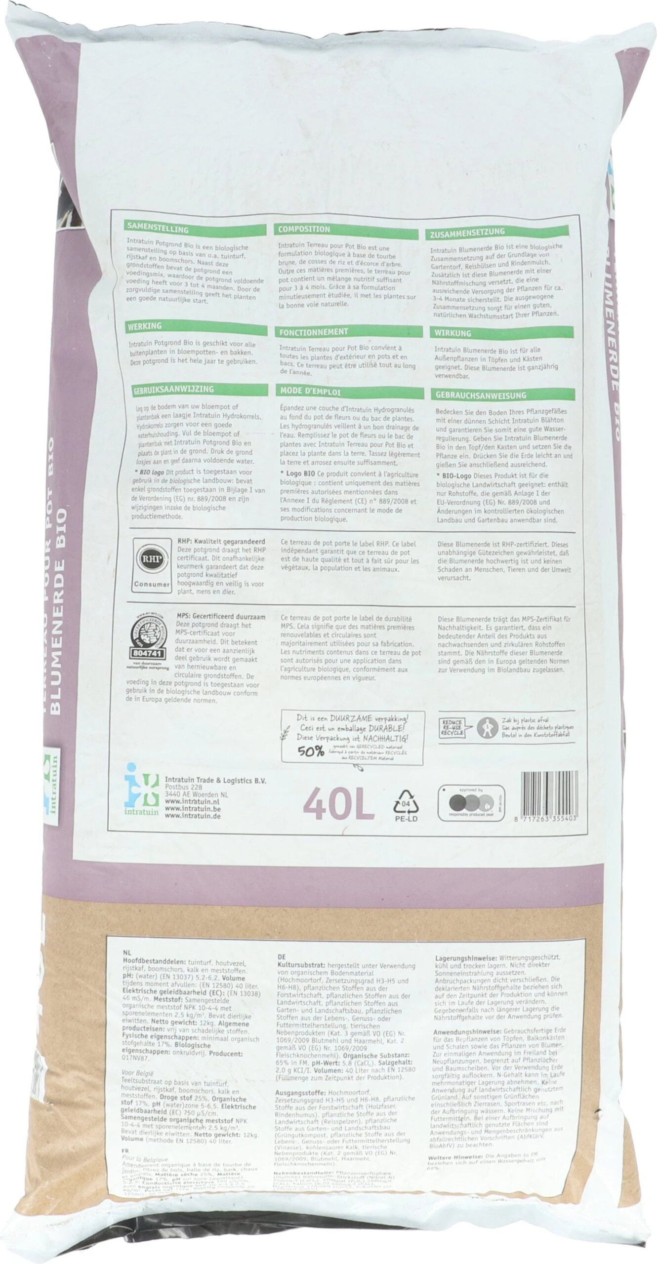 Intratuin Potgrond Bio RHP 40 L 4 Intratuin Potgrond Bio RHP 40 L - Afbeelding 2