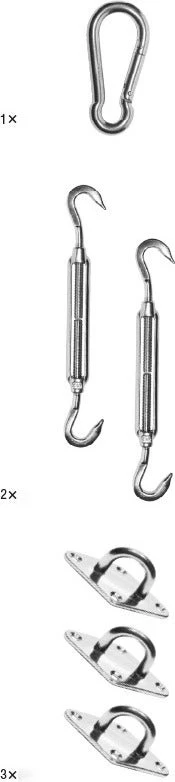 Platinum Sun & Shade Bevestiging Set Schaduwdoek Driehoek RVS 3 Platinum Sun & Shade Bevestiging Set Schaduwdoek Driehoek RVS