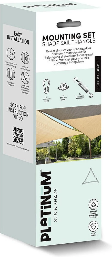Platinum Sun & Shade Bevestiging Set Schaduwdoek Driehoek RVS 4 Platinum Sun & Shade Bevestiging Set Schaduwdoek Driehoek RVS - Afbeelding 2