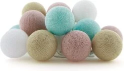 Cotton Ball Lights Lichtsnoer Milkshake Starter Kit Blauw/roze 7,4 M Met 20 Lampen